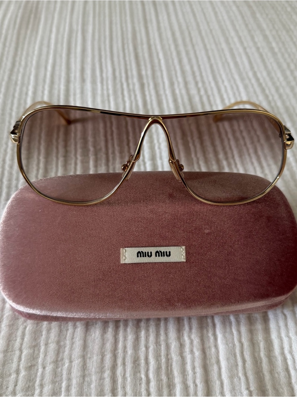 Miu Miu Gold Frame Sunglasses with Brown Gradient Lenses